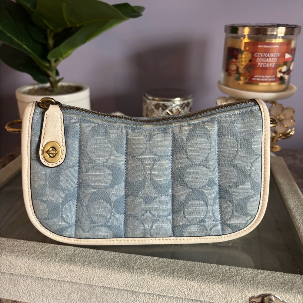 Coach Blue and White Shoulder Bag